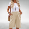 Clara Everyday Shorts with a Relaxed Fit in Khaki