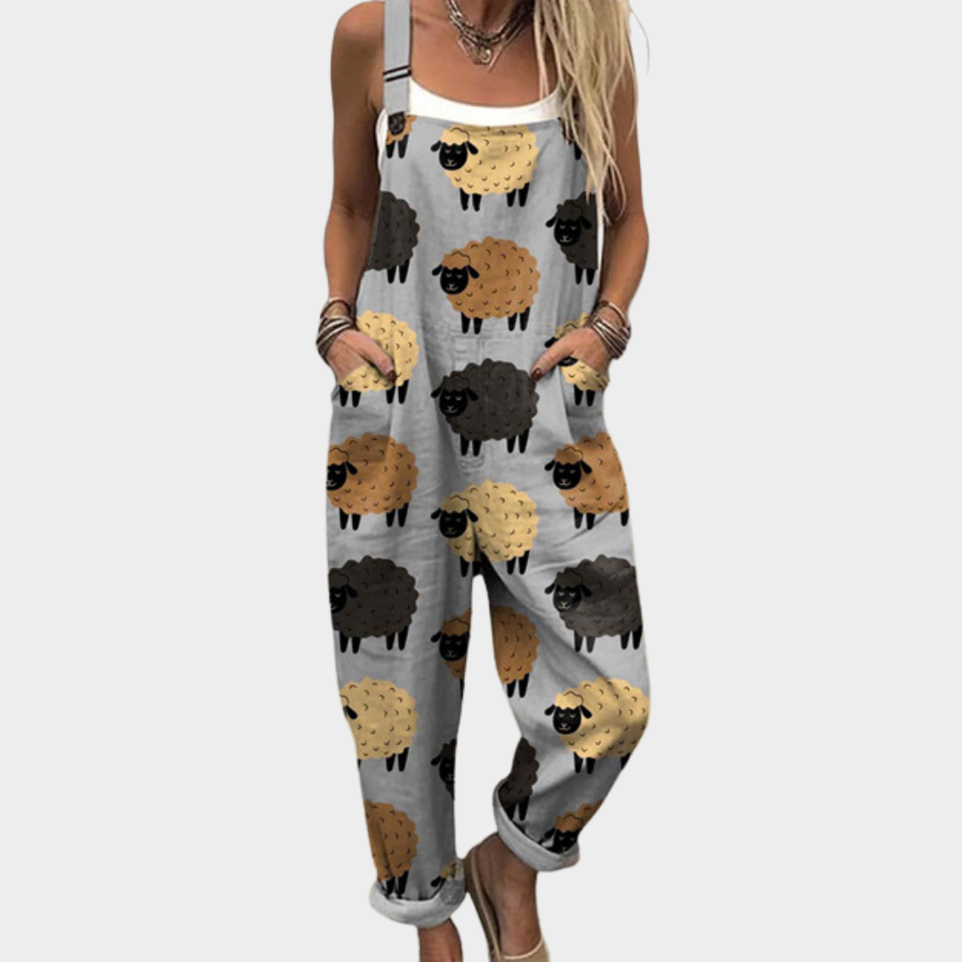 Emily Comfortable printed jumpsuit in Grey
