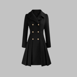 Elegant Double-Breasted Long-Sleeve Coat in Black