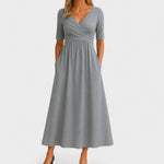 Phoebe Elegant Midi Dress in Gray