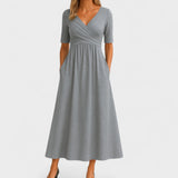 Phoebe Elegant Midi Dress in Gray