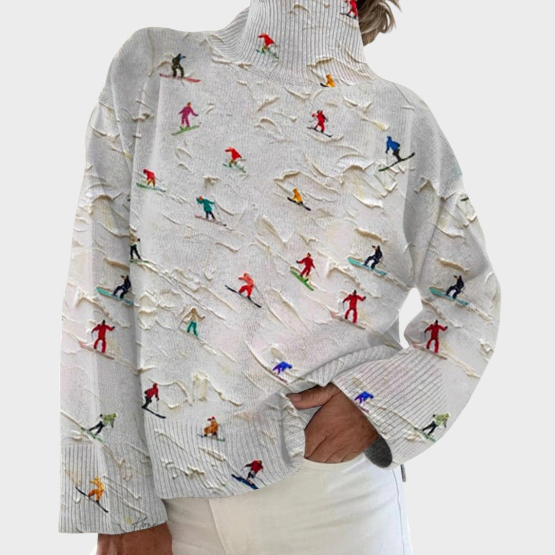 Cheryl Artistic Knit Turtleneck Top