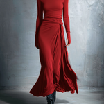 Women's Maxi dress with side knot in Burgundy