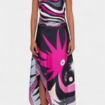 Abstract Halter Top & A-Line Skirt Set in Purple