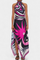 Abstract Halter Top & A-Line Skirt Set in Purple