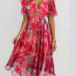 Women's Summer Dress With Belly Cover in Red