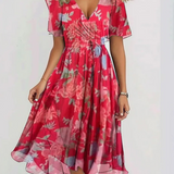 Women's Summer Dress With Belly Cover in Red