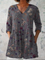 Women's Long Sleeve Blouse with V-Neck in Gray