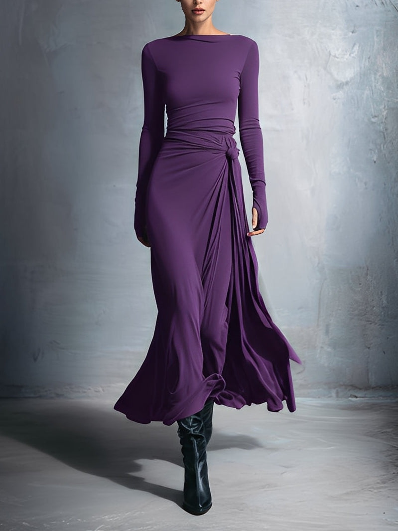 Women's Maxi dress with side knot in Purple