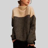 Women's Patterned Cable-Knit Sweater in Beige