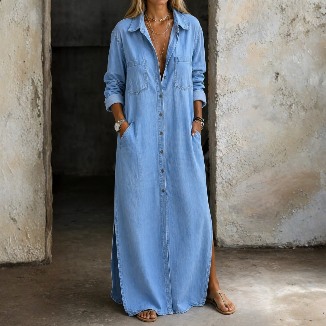 Women's Button-Front Denim Dress