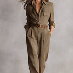 Brown Jumpsuit with Sophisticated Details