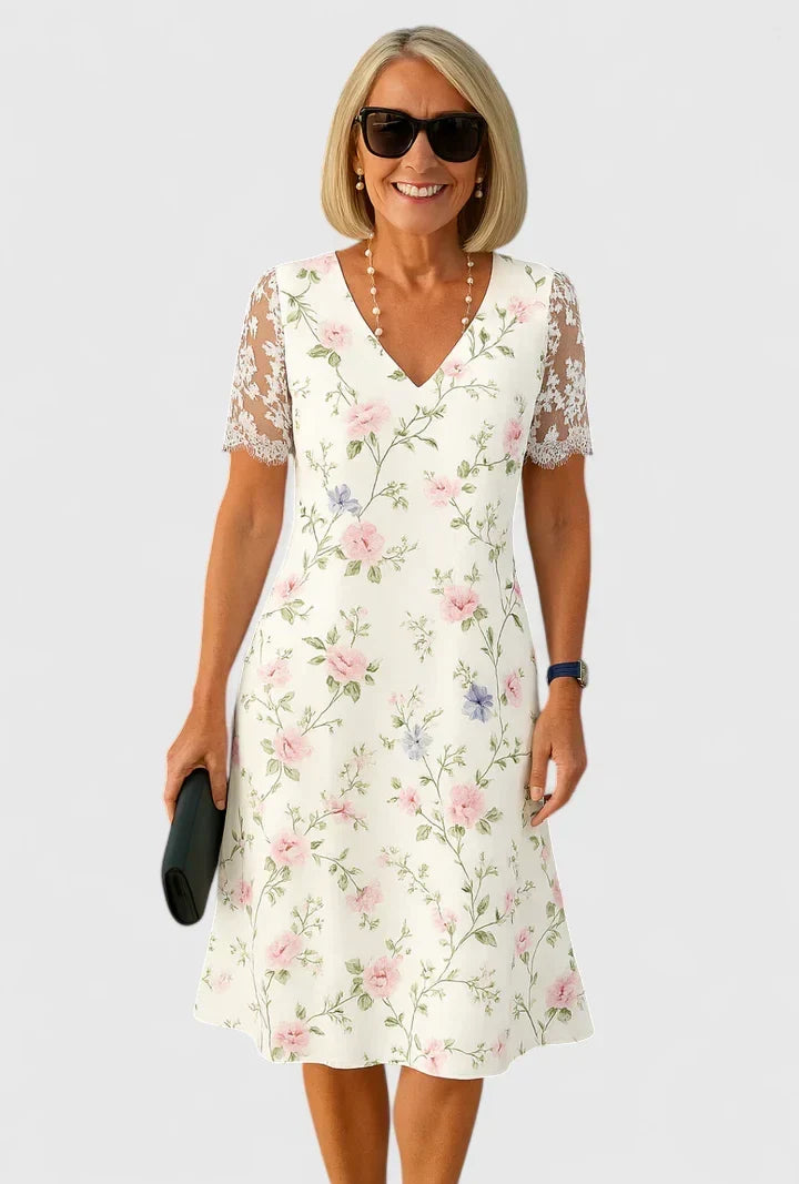 Brislyn Elegant Midi Dress in White 2