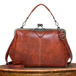 Lily Vintage Leather Handbag in Brown
