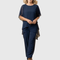Women's Suit with draped palazzo pants in Blue