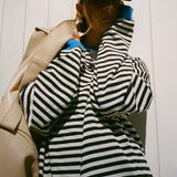 Women's Oversized Striped Sweater in Blue & Black