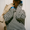 Women's Oversized Striped Sweater in Blue & Black