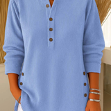 Women's Henley Button Tunic in Sky Blue