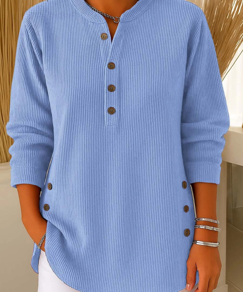 Women's Henley Button Tunic in Sky Blue