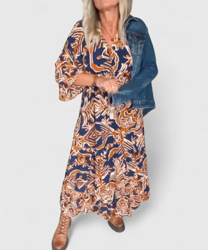 Julee Sophisticated Maxi Dress in Multi-colored
