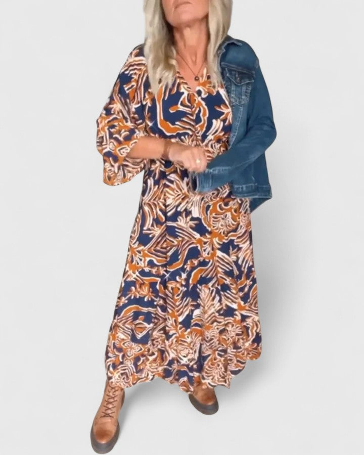 Julee Sophisticated Maxi Dress in Multi-colored