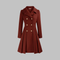 Elegant Double-Breasted Long-Sleeve Coat in Burgundy
