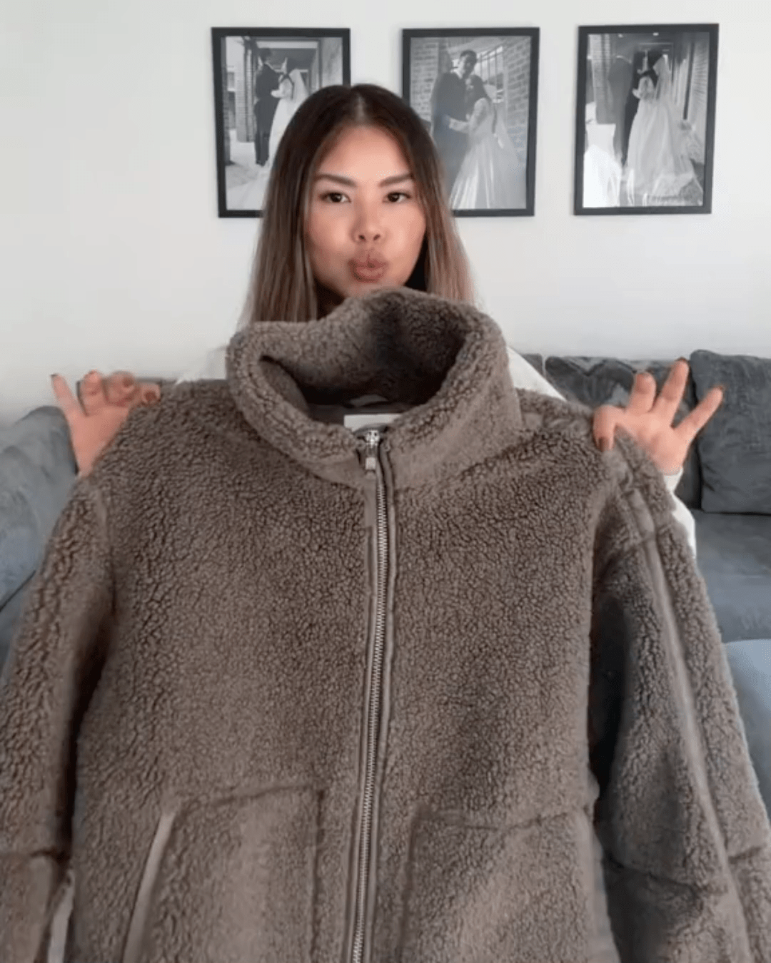 Oversized Teddy Jacket with Stand Collar, photo 11