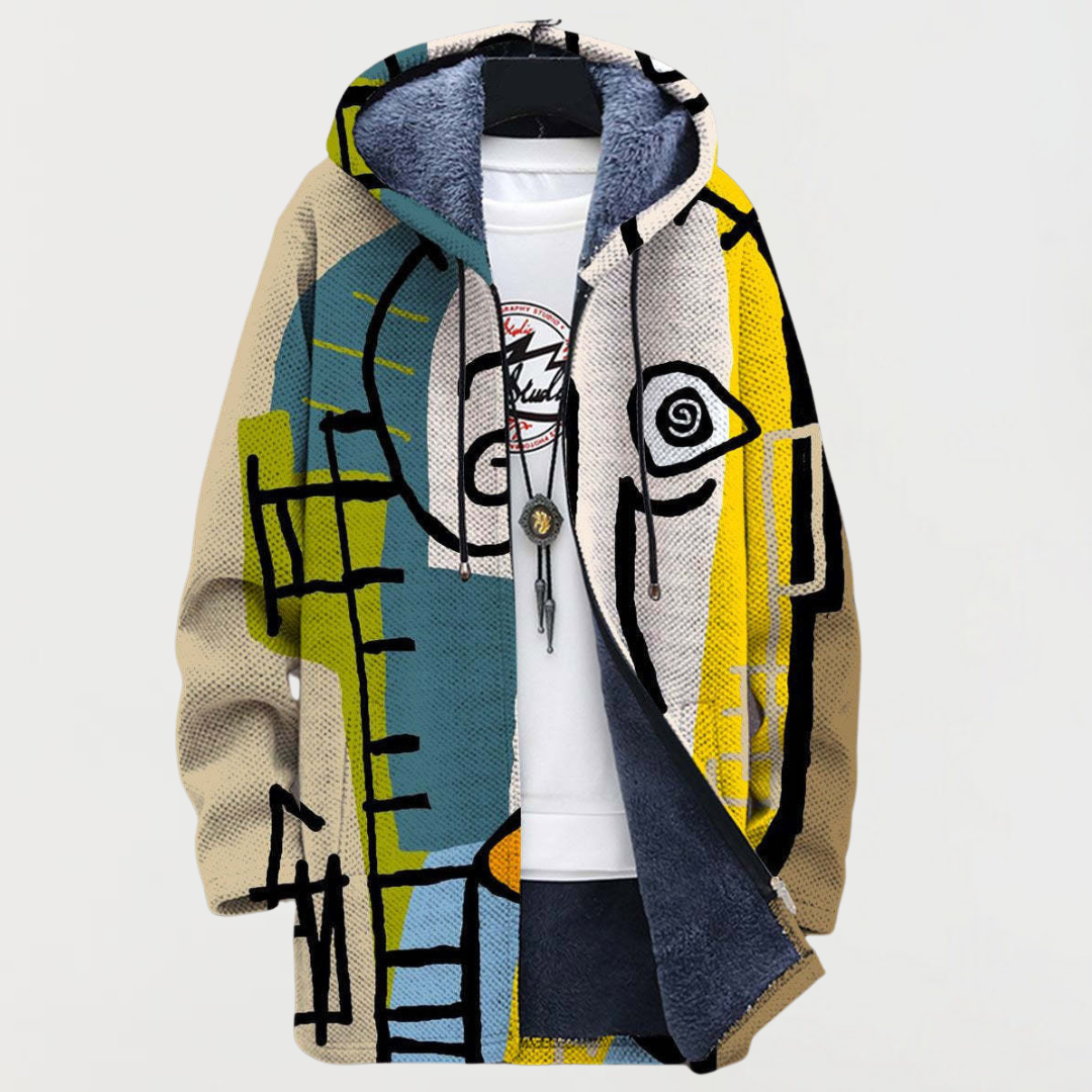 Pearl Abstract-Print Hooded Cardigan