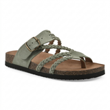 Women's Comfort Braided Cork Sandals in Green