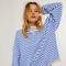 Women's Oversized Striped Sweater in Sky Blue