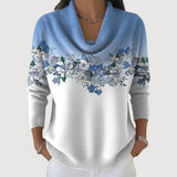 Women's Floral Turtleneck Sweater in Blue