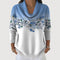 Women's Floral Turtleneck Sweater in Blue