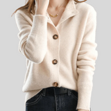 Women's Retro Cashmere Cardigan in Beige