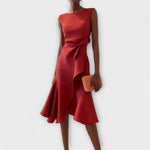 Darlene Sophisticated Midi Dress in Red