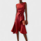 Darlene Sophisticated Midi Dress in Red