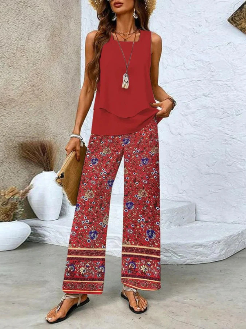 Women's Sleeveless Top And Wide-Leg Pants Set, photo 2
