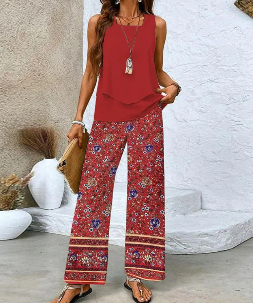 Women's Sleeveless Top And Wide-Leg Pants Set, photo 2