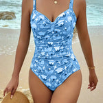 Women's One Piece Printed Tankini in Blue