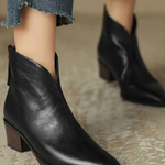 Women's Low Heel Ankle Boots in Black