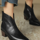 Women's Low Heel Ankle Boots in Black