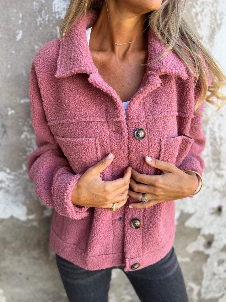 Women's Cozy Textured Coat in Pink