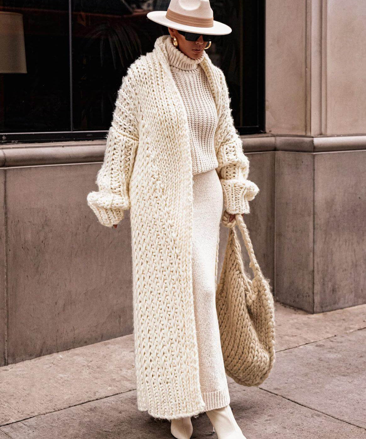 Women's Knit Coat in Ivory