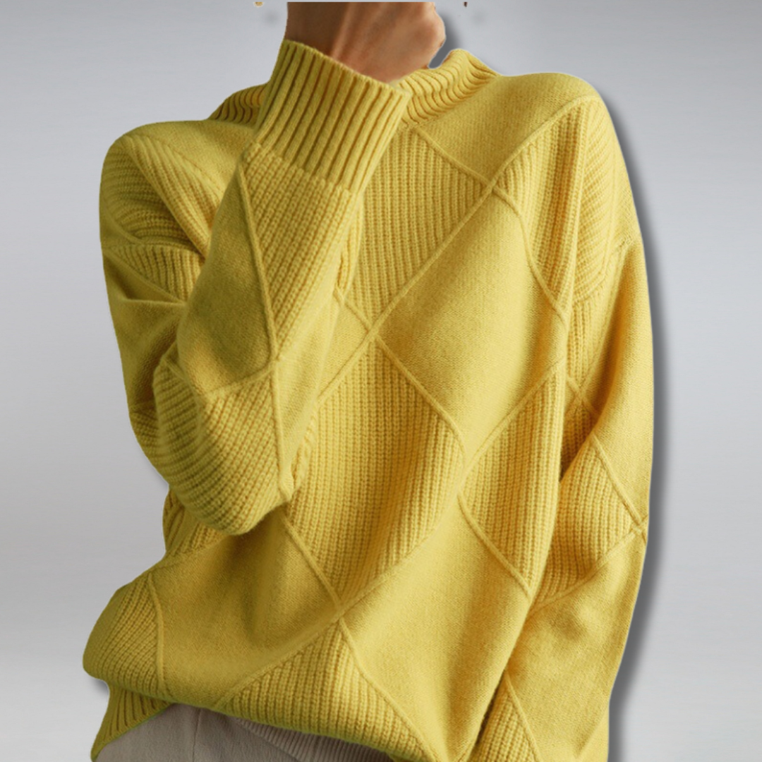Adelheid Cable-Knit Turtleneck Sweater in Yellow