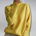 Adelheid Cable-Knit Turtleneck Sweater in Yellow
