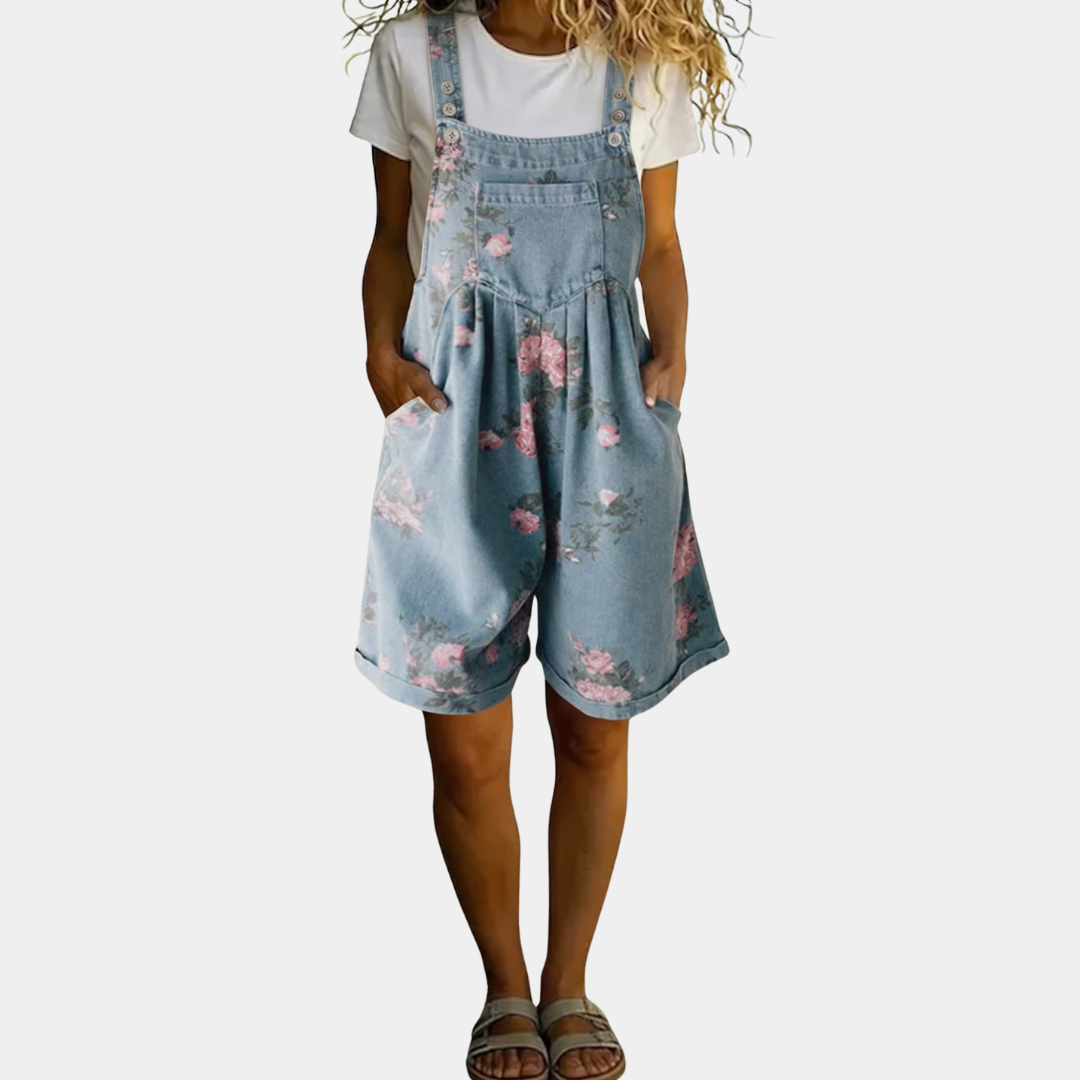 Women's Floral Denim Jumpsuit