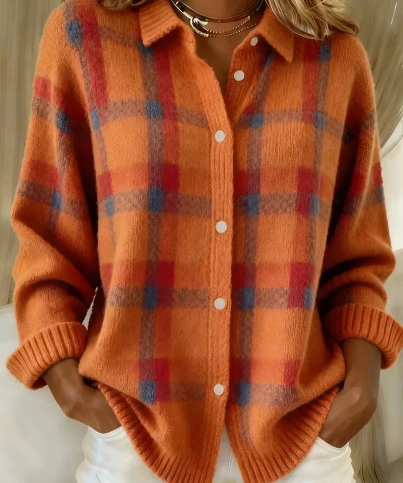 Women's Checkered Vest in Orange