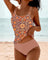 Women's Vintage Floral Print Tankini Set in Pink