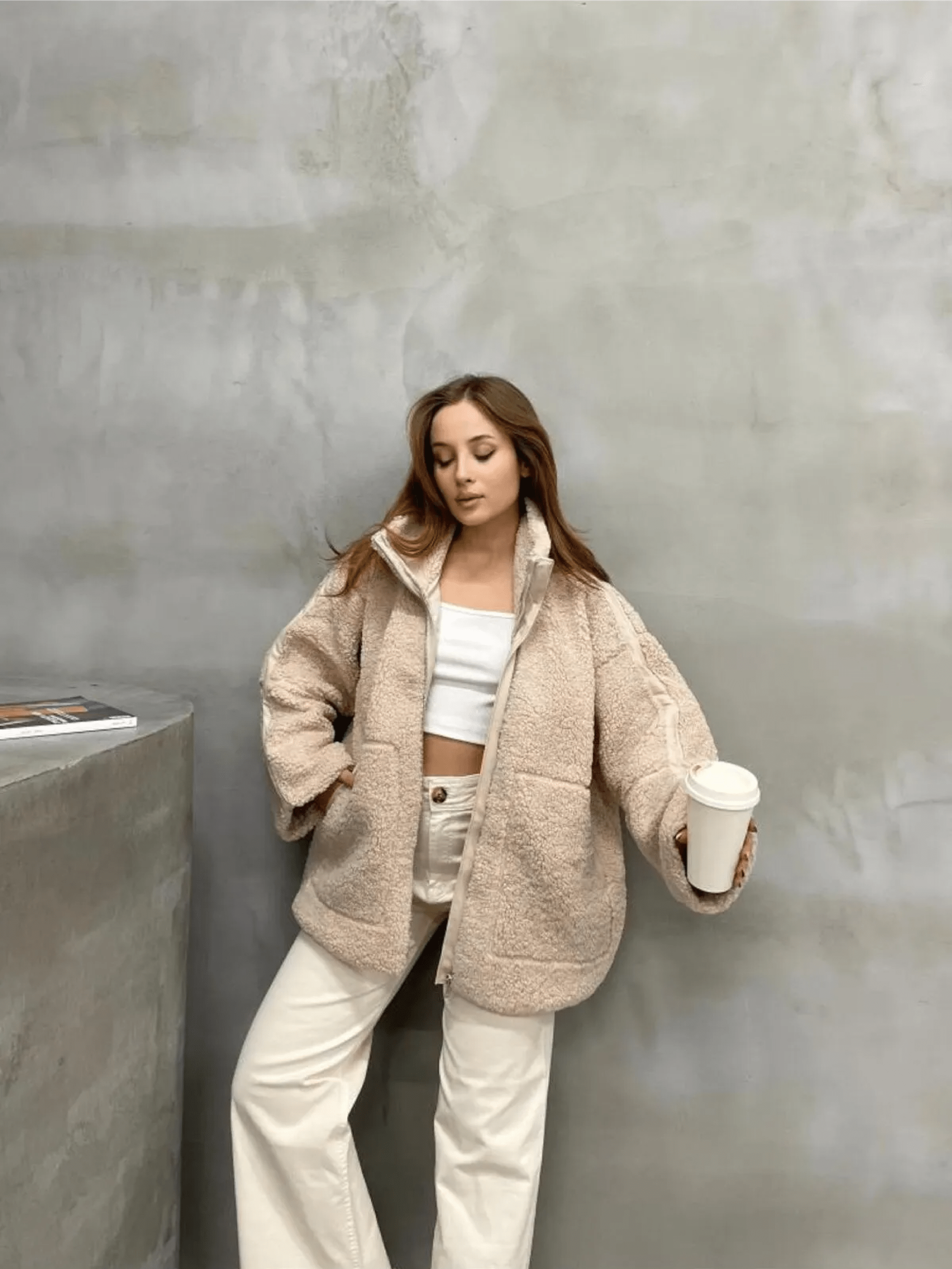 Oversized Teddy Jacket with Stand Collar, photo 18