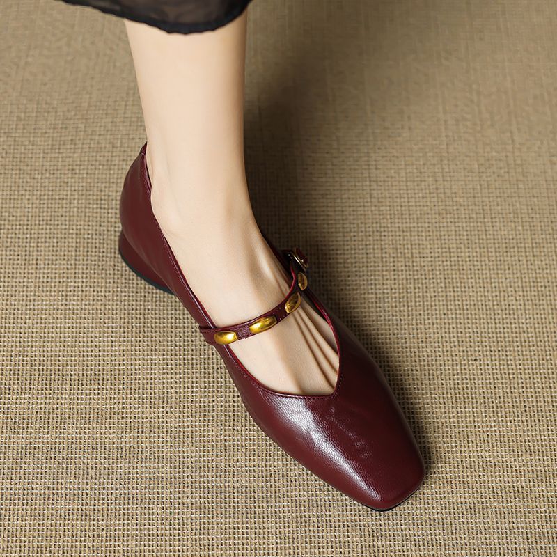 Women's Leather Square-Toe Mary Janes, photo 5