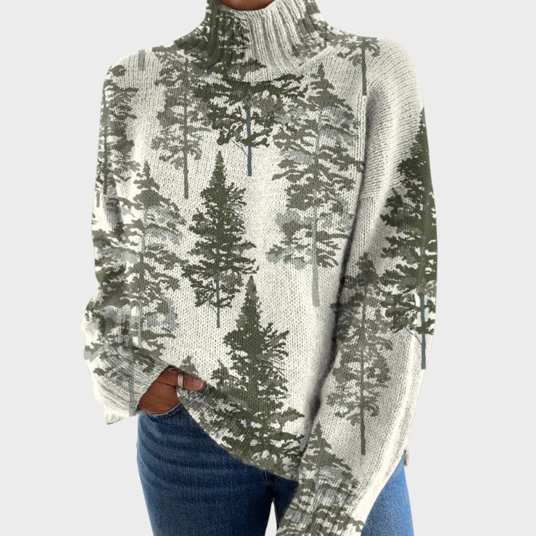 Nadine Artistic Print Turtleneck Sweater